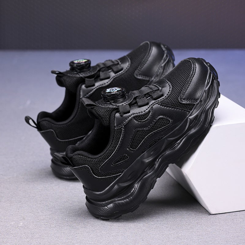 Children'S Shoes White Shoes 2025 Spring And Mesh Breathable Rotating Button Middle And Large Kidsren'S Primary School Students' Campus Shoes - Image 4