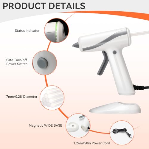 Krightlink Hot Glue Gun Kit with 30 Glue Sticks, Fast Preheating Hot Melt, 20w Precision Nozzle High Temp for School Crafts DIY Arts and Home Repairs (White Glue Gun) - Image 2