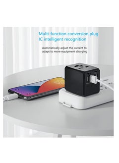 TYCOM Tycom Travel Adapter,Worldwide All in One Universal Power Plug Adapter with Dual USB Ports for USA EU UK AUS Cell Phone Laptop (SKT-HHT904-4U2C-Black)  - Image 5
