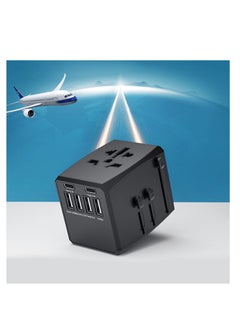 TYCOM Tycom Travel Adapter,Worldwide All in One Universal Power Plug Adapter with Dual USB Ports for USA EU UK AUS Cell Phone Laptop (SKT-HHT904-4U2C-Black)  - Image 2