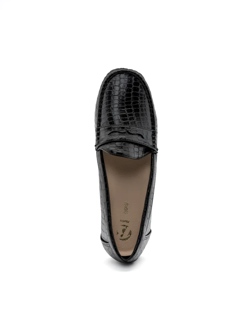 Bata Black Textured Casual Loafers for Women | Best Price UAE