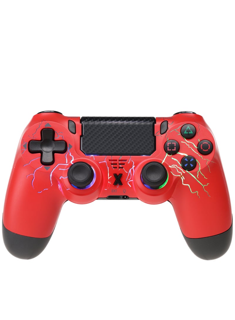 LOG Wireless Controller For PlayStation 4 / 3 / PC /  Android / IOS - RGB Lighting Effect - Red - Image 1