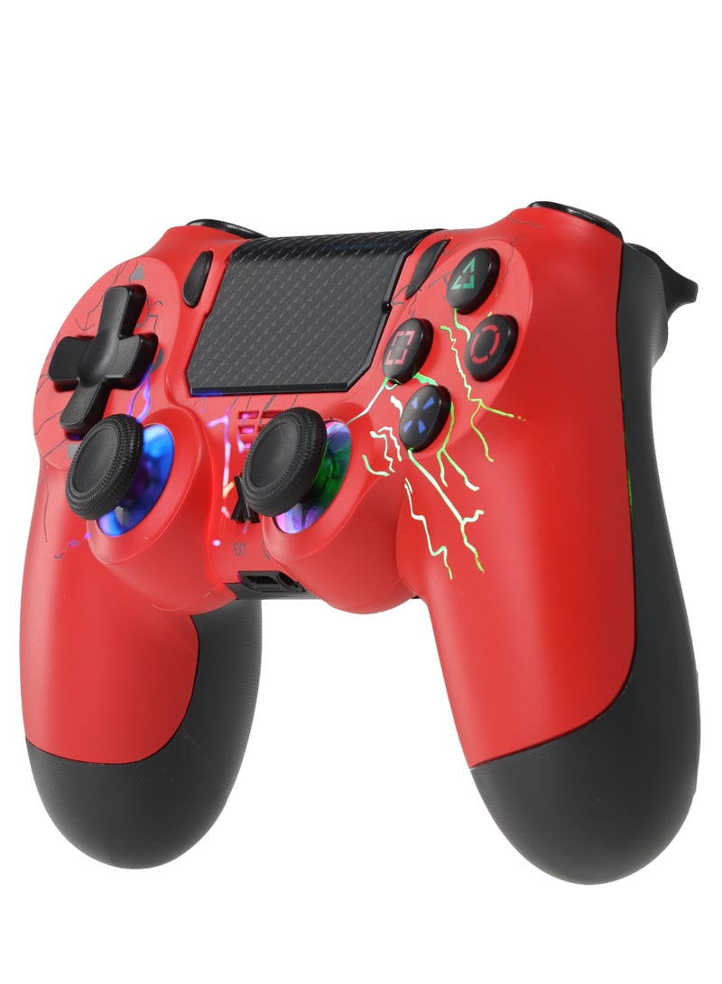 LOG Wireless Controller For PlayStation 4 / 3 / PC /  Android / IOS - RGB Lighting Effect - Red - Image 2