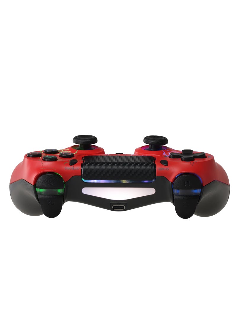 LOG Wireless Controller For PlayStation 4 / 3 / PC /  Android / IOS - RGB Lighting Effect - Red - Image 3
