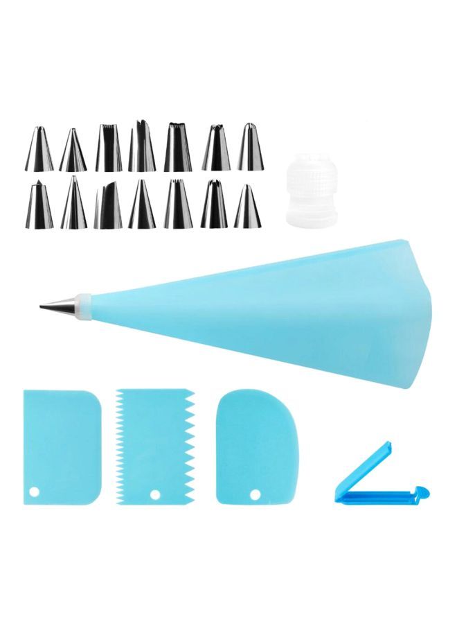 NIBEMINENT 20-Piece Cake Decorating Tool Kit Blue/Silver - Image 1