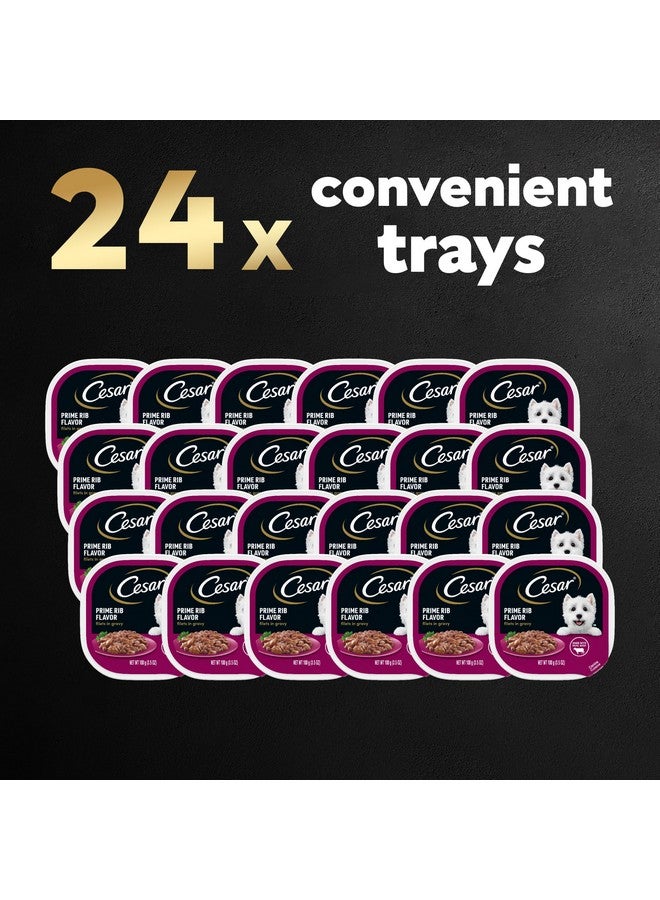 CESAR Adult Wet Dog Food Filets in Gravy Prime Rib Flavor, 3.5 oz. Easy Peel Trays, Pack of 24 - Image 1