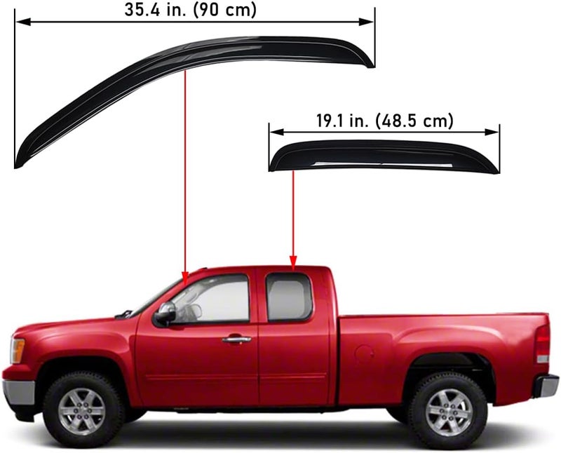 Lightronic WV94040 Outside-Mount Window Vent Deflector Visor Rain Guard - Dark Smoke, 4-Piece Set for 2007-2013 Silverado & Sierra 1500, 2007-2014 Silverado & Sierra 2500 HD/3500 HD - Image 3
