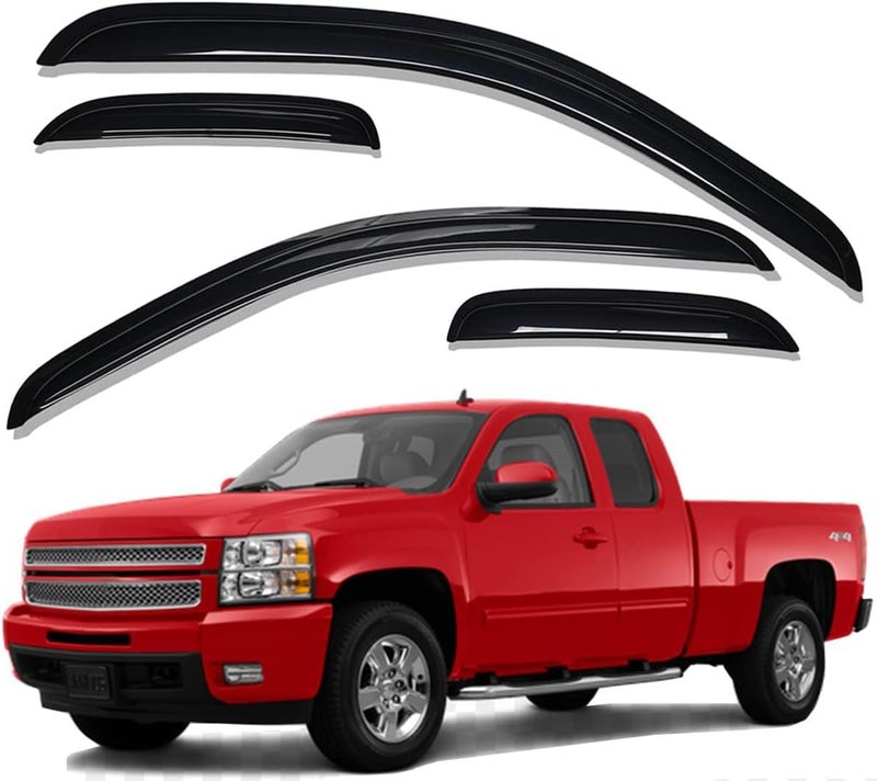 Lightronic WV94040 Outside-Mount Window Vent Deflector Visor Rain Guard - Dark Smoke, 4-Piece Set for 2007-2013 Silverado & Sierra 1500, 2007-2014 Silverado & Sierra 2500 HD/3500 HD - Image 4