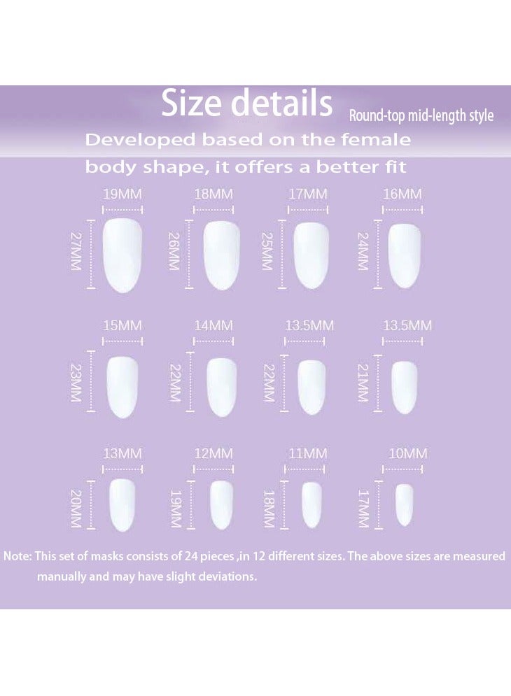 24-Piece  Wearable Nails, Versatile, Removable, No Damage to Nails, Finished Nails Suitable for Girls - Image 4