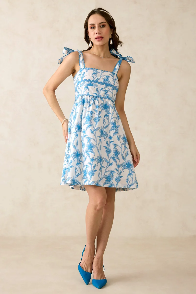Virgio Floral Tie-Strap Dress