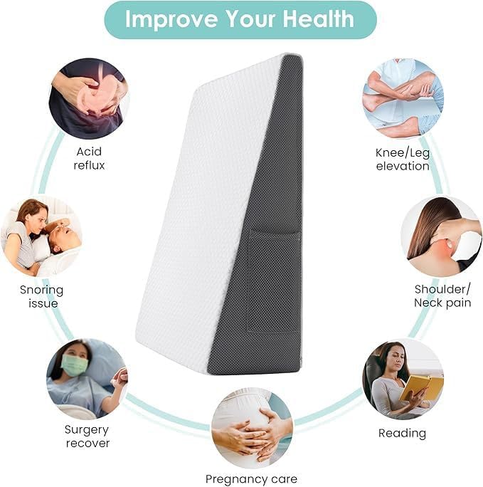 Bare Home Wedge Pillow with Pockets – Ergonomic Memory Foam Bed Wedge Pillow for Sleeping & Sitting - Image 2