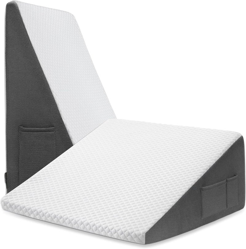 Bare Home Wedge Pillow with Pockets – Ergonomic Memory Foam Bed Wedge Pillow for Sleeping & Sitting - Image 1