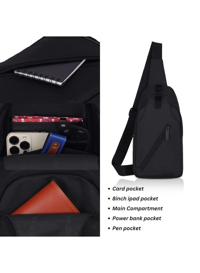 Wildhorn WildHorn Sling Crossbody Bag for Men, Stylish Chest Shoulder Bag for Men & Women, Adjustable Strap for Commuting Travel Outdoor Activities (Black) - Image 5