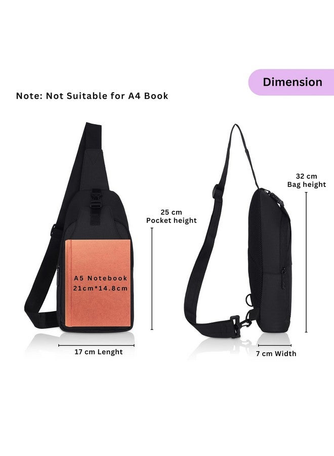 Wildhorn WildHorn Sling Crossbody Bag for Men, Stylish Chest Shoulder Bag for Men & Women, Adjustable Strap for Commuting Travel Outdoor Activities (Black) - Image 3