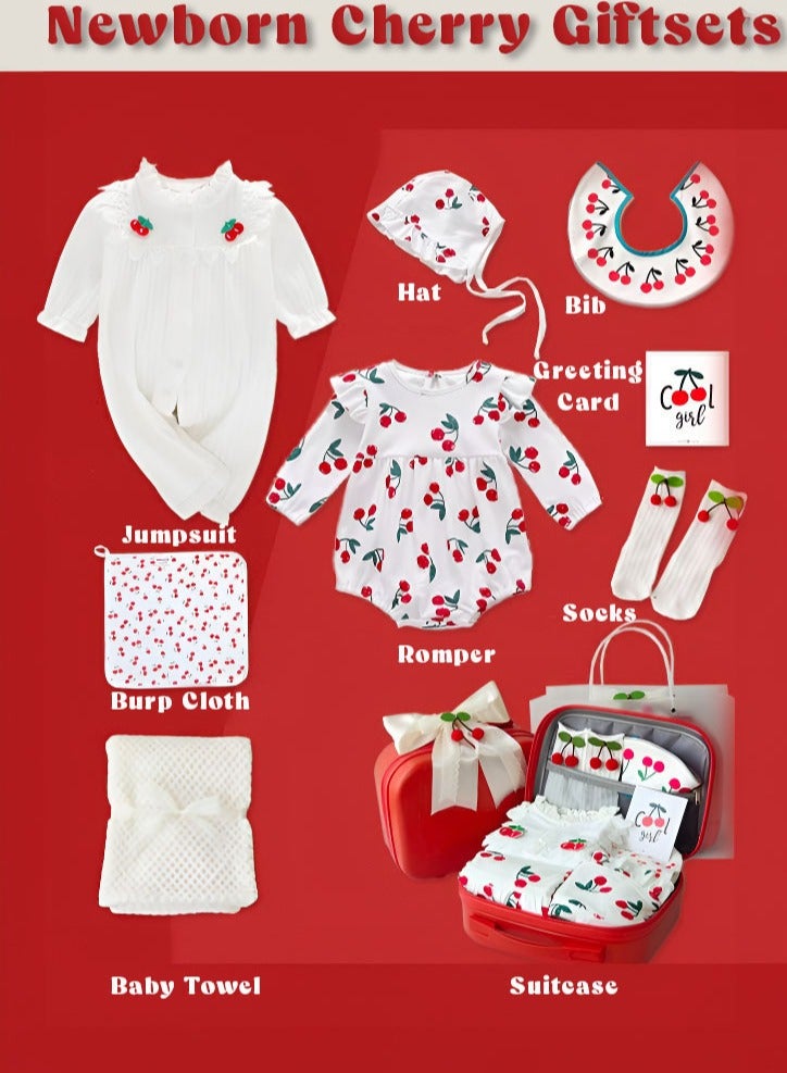 Newborn Baby Gift Set Baby Shower Gift Cherry theme 9 in 1 - Image 2