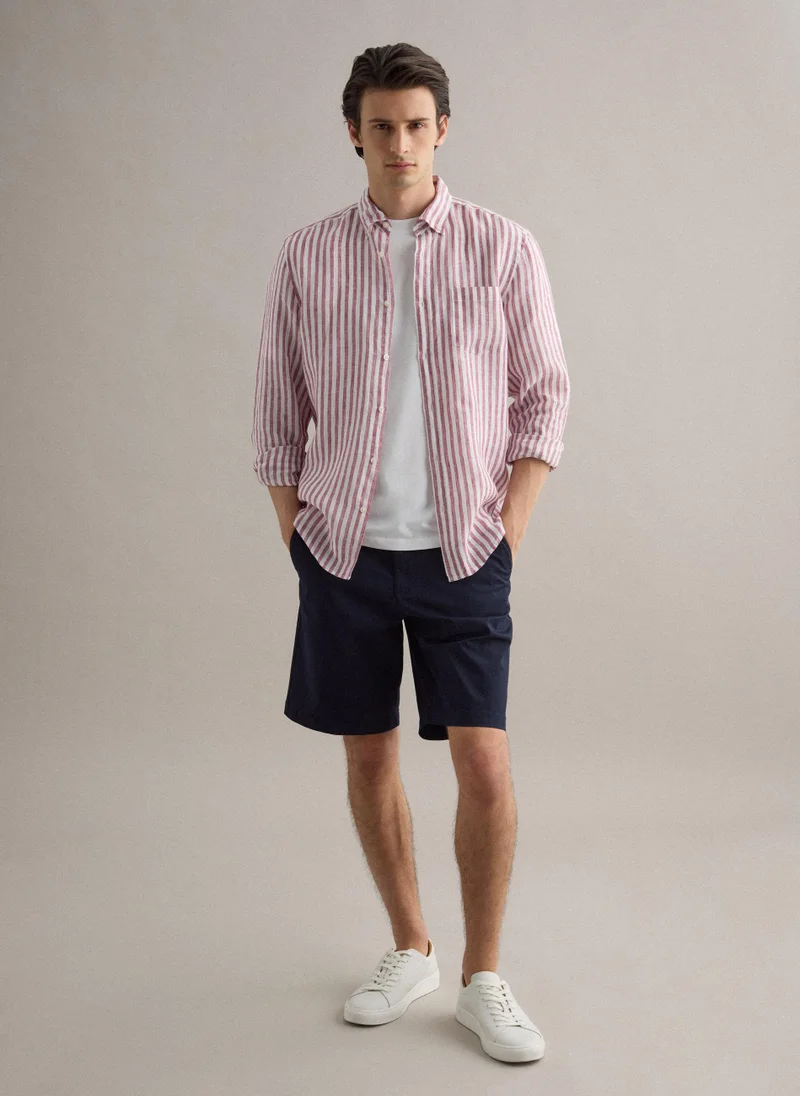 OVS Blue Stretch Cotton Chino Shorts, Regular Fit