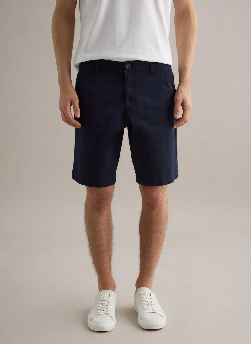 او في اس OVS Blue Stretch Cotton Chino Shorts, Regular Fit