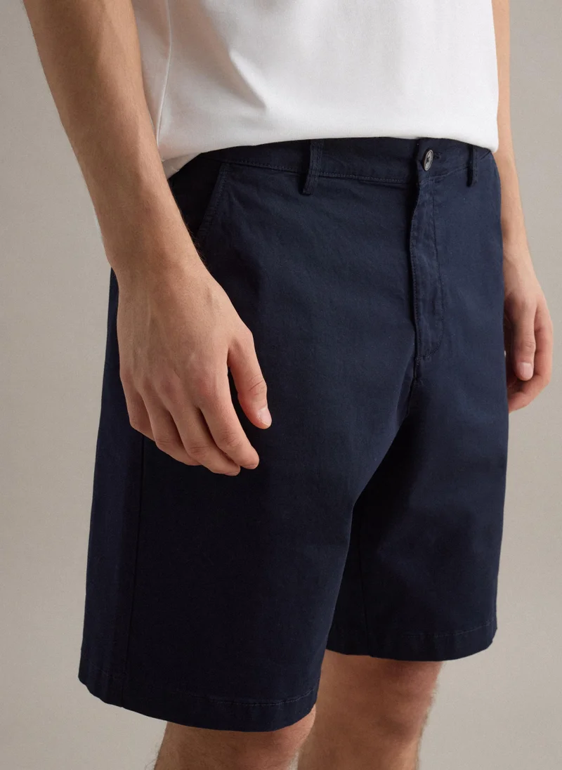 Ovs  OVS Blue Stretch Cotton Chino Shorts, Regular Fit for Men | Best Price UAE