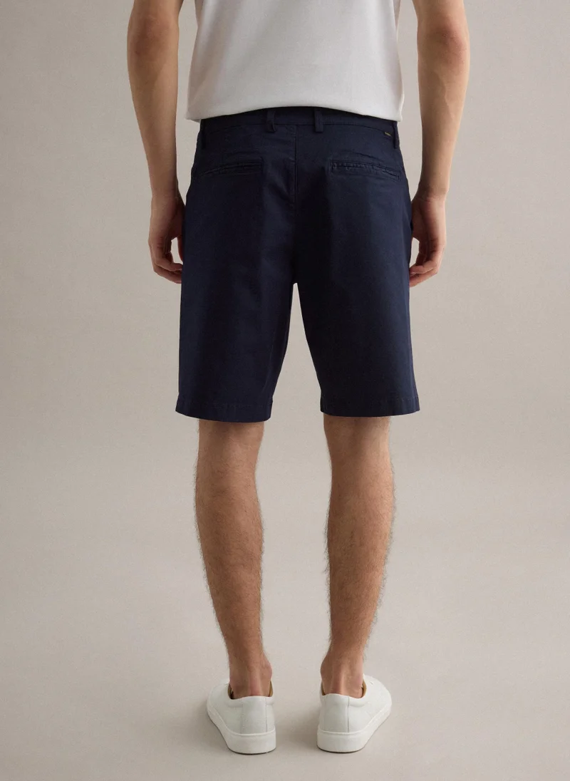 Ovs  OVS Blue Stretch Cotton Chino Shorts, Regular Fit for Men | Best Price UAE
