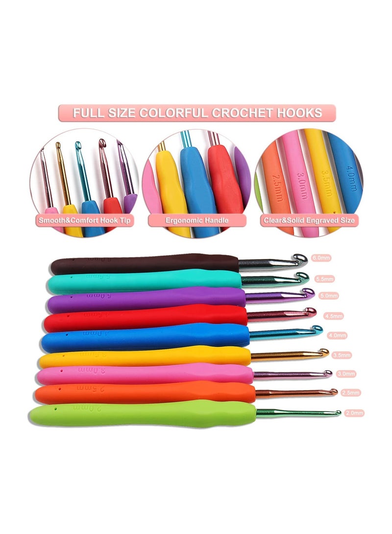 مجموعة أدوات الكروشيه للمبتدئين من الكبار والصغار، مجموعة أدوات الحياكة للمبتدئين، مجموعة أدوات الكروشيه للمبتدئين مع حقيبة، مجموعة إبر الكروشيه مع خيوط الكروشيه وملحقات الكروشيه، مجموعة خيوط الكروشيه للمبتدئين - Image 4