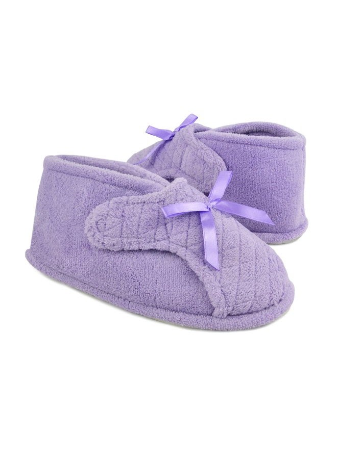 MUK LUKS Women's Micro Chenille Front Flap Adjustable Boot Slipper, Lavender, Large M US - Image 3