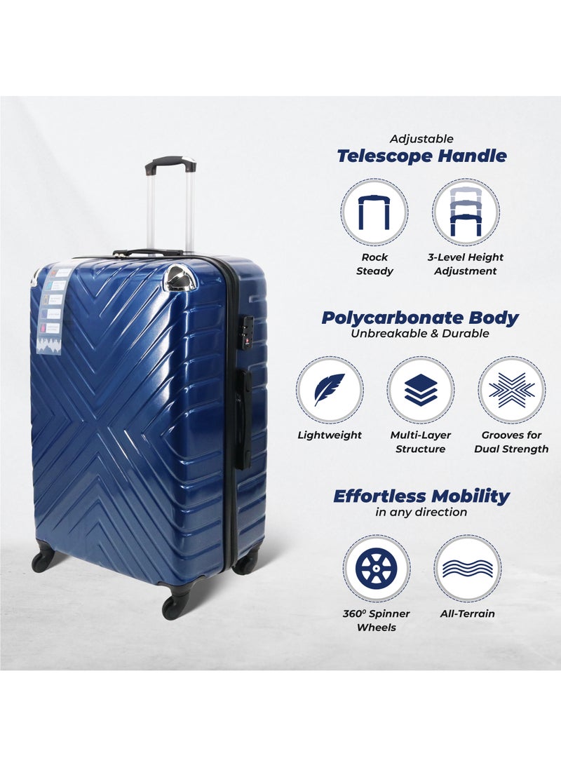 بلا نهاية مجموعة من عربتي أمتعة - 55 سم (المقصورة) و75 سم (تسجيل الوصول) حقيبة ذات جوانب صلبة مع قفل TSA مدمج وعجلات دوارة | المواد: بولي كربونات + أكريلونتريل بوتادين ستايرين | حمل الأمتعة - Image 2