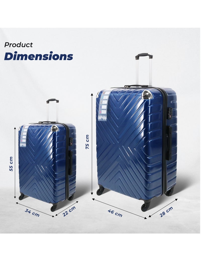 بلا نهاية مجموعة من عربتي أمتعة - 55 سم (المقصورة) و75 سم (تسجيل الوصول) حقيبة ذات جوانب صلبة مع قفل TSA مدمج وعجلات دوارة | المواد: بولي كربونات + أكريلونتريل بوتادين ستايرين | حمل الأمتعة - Image 3