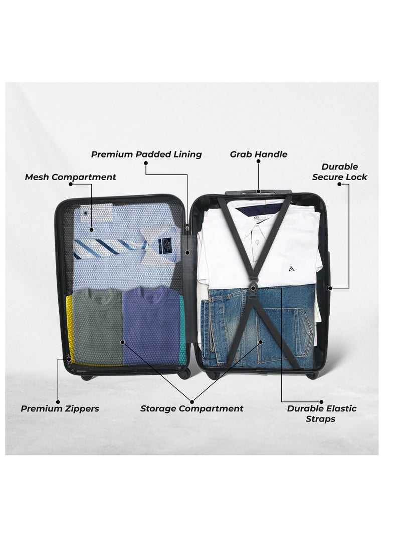 بلا نهاية مجموعة من عربتي أمتعة - 55 سم (المقصورة) و75 سم (تسجيل الوصول) حقيبة ذات جوانب صلبة مع قفل TSA مدمج وعجلات دوارة | المواد: بولي كربونات + أكريلونتريل بوتادين ستايرين | حمل الأمتعة - Image 4