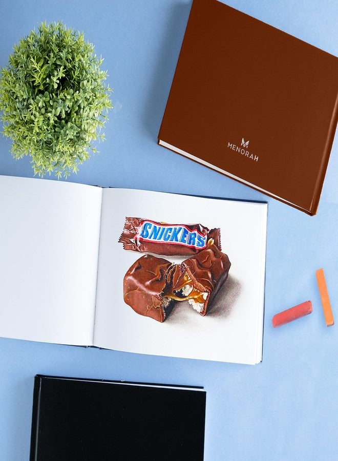 MENORAH مينورا - A5 - دفتر رسم للفنانين - 115 غرام/متر مربع (160 صفحة / 80 ورقة) - دفتر رسم فني - (14.8 × 21.0 سم) - غلاف مقوى - مصنوع يدويًا بالكامل - تصميم أفقي - أزرق داكن - Image 3