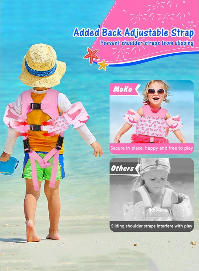 سولاكان SOLERCONM,سترة سباحة للأطفال الصغار مع أجنحة ذراع كرتونية - للأطفال من 15 إلى 70 رطلاً - مزودة بأحزمة كتف ورباط بين الساقين لضمان الأمان في المسبح - Image 1