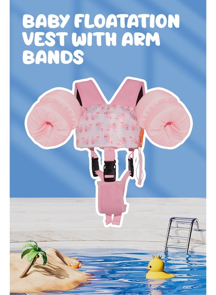 سولاكان SOLERCONM,سترة سباحة للأطفال الصغار مع أجنحة ذراع كرتونية - للأطفال من 15 إلى 70 رطلاً - مزودة بأحزمة كتف ورباط بين الساقين لضمان الأمان في المسبح - Image 3