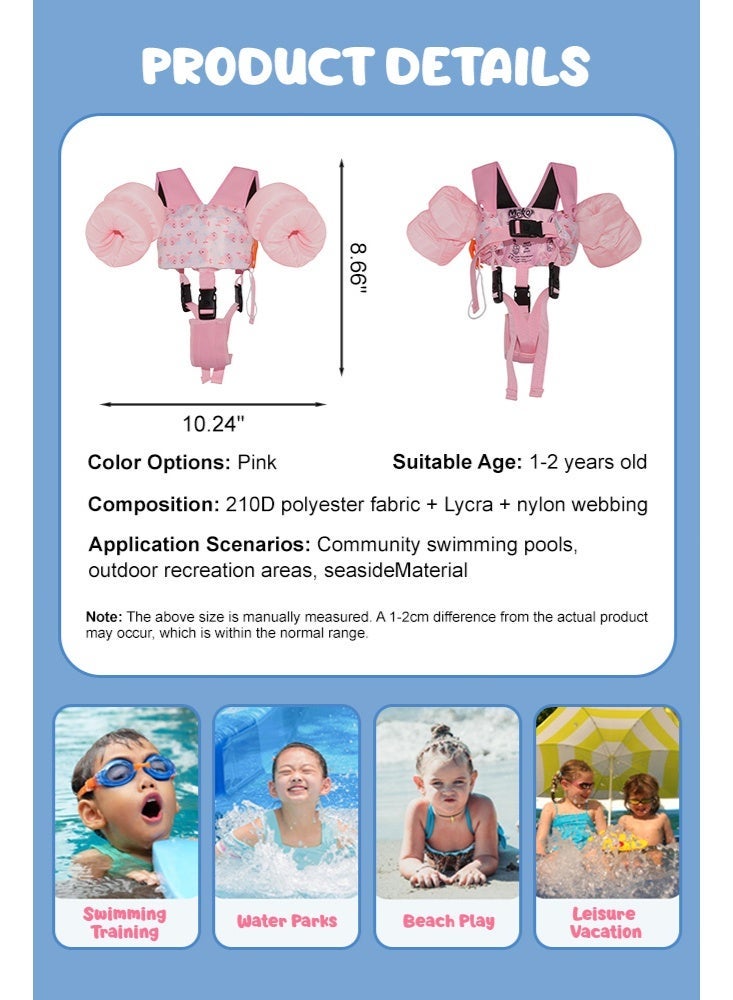 سولاكان SOLERCONM,سترة سباحة للأطفال الصغار مع أجنحة ذراع كرتونية - للأطفال من 15 إلى 70 رطلاً - مزودة بأحزمة كتف ورباط بين الساقين لضمان الأمان في المسبح - Image 2