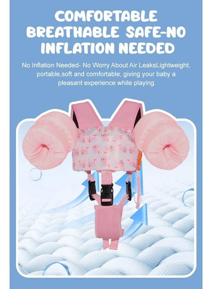 سولاكان SOLERCONM,سترة سباحة للأطفال الصغار مع أجنحة ذراع كرتونية - للأطفال من 15 إلى 70 رطلاً - مزودة بأحزمة كتف ورباط بين الساقين لضمان الأمان في المسبح - Image 5
