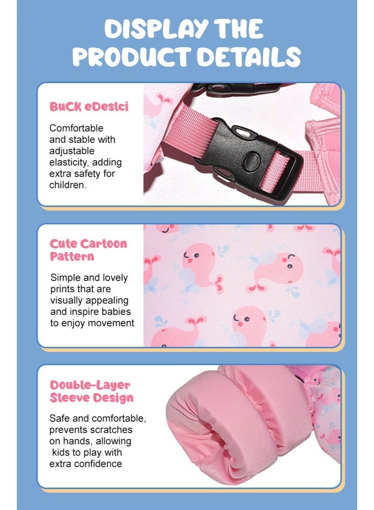 سولاكان SOLERCONM,سترة سباحة للأطفال الصغار مع أجنحة ذراع كرتونية - للأطفال من 15 إلى 70 رطلاً - مزودة بأحزمة كتف ورباط بين الساقين لضمان الأمان في المسبح - Image 4