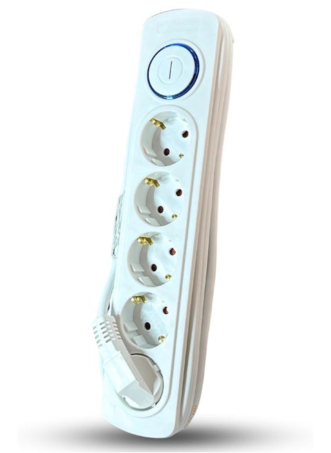 Power Strip 5-Outlet , Strong and flexible cord for powering electrical appliances , 16 Amp, 250V capacity , Practical design withstands daily use and powers up to 5 devices at the same time , Ideal for offices, bedrooms, meeting tables, and computers , Durable and resistant ABS plastic material , Stable, non-slip feet  high quality - white