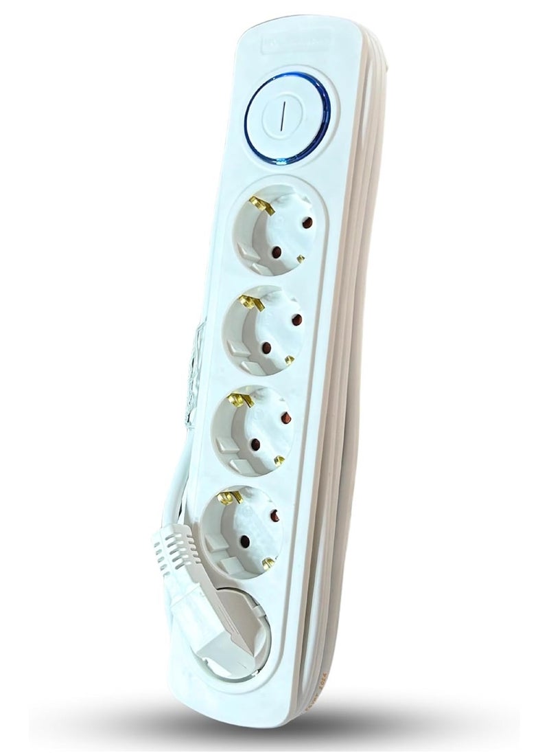 Power Strip 5-Outlet , Strong and flexible cord for powering electrical appliances , 16 Amp, 250V capacity , Practical design withstands daily use and powers up to 5 devices at the same time , Ideal for offices, bedrooms, meeting tables, and computers , Durable and resistant ABS plastic material , Stable, non-slip feet  high quality - white
