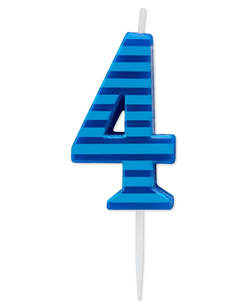 Papyrus Number 4 Birthday Candle Blue Stripes 1Count