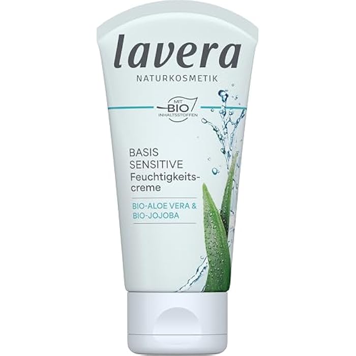 lavera كريم مرطب لافيرا بيس سنسيتيف - مرطب وجه عضوي ونباتي مع الألوة فيرا وزبدة الشيا - عناية طبيعية بالبشرة لجميع أنواع البشرة - 1.69 أونصة سائلة - Image 1