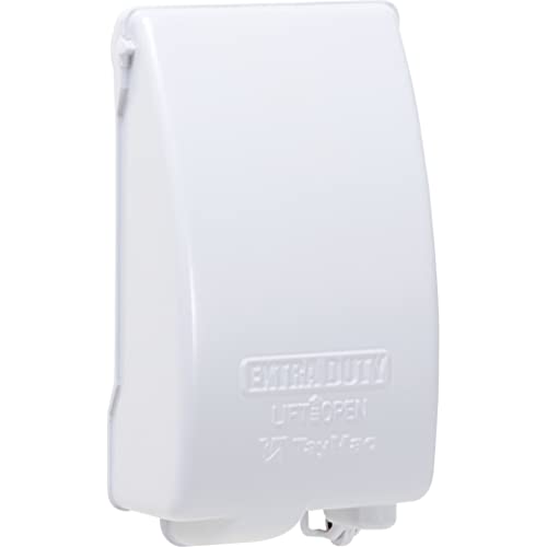 TayMac MX4280WH EXTRA DUTY White 1-Gang Expandable Weatherproof In-Use 2-in. to 3-1/2-in. In-Use Electrical Outlet Cover, Vertical, Outdoor Outlet Cover for Electrical Box, UFAST Configuration - Image 1