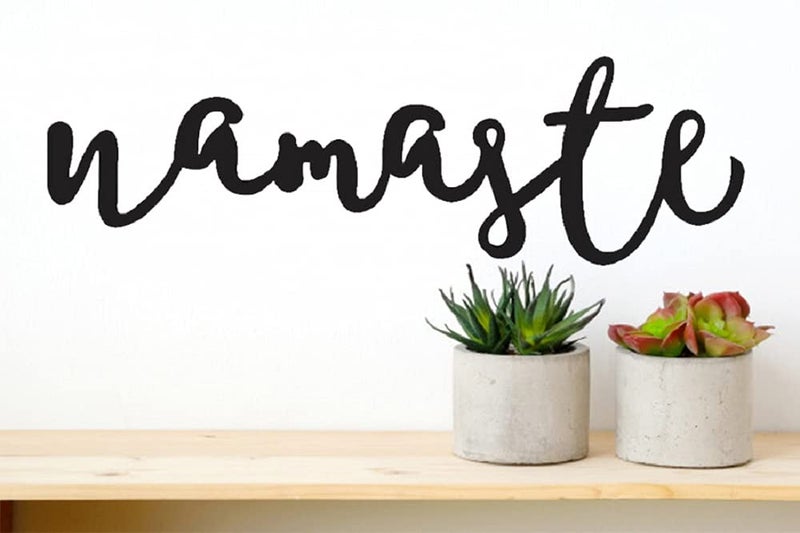 300Sparkles NAMASTE Cutout Home Room Party Wall Decoration Wall Art ArtCrafts Cutout BLACK 15 X 4 INCH - Image 1