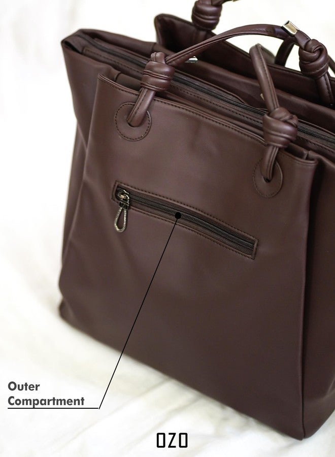 OZO Handbags for Women Fashion Ladies Faux Leather Purse Handbag (Brown) - Image 3