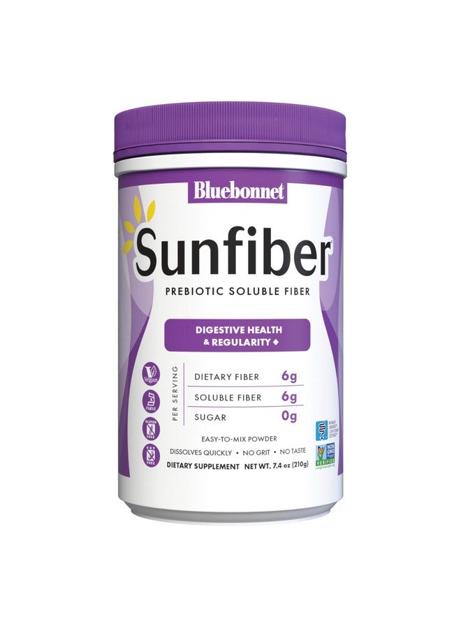 BlueBonnet Nutrition Sunfiber - 6 g of Plant Based Prebiotic Soluble Fiber - Supports Digestive Health* - Instant Dissolve - Non-GMO, Vegan, Kosher, Low-FODMAP - Unflavored, 7.4 OZ, 30 Servings - Image 1