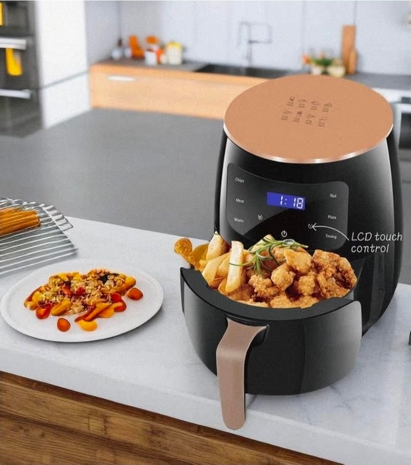Silver Creat Electric Air Fryer 6 Liter 2400 Watts LCD Touch Screen Digital Healthy Cooking Use 1 Spoon Oil Black - Image 4