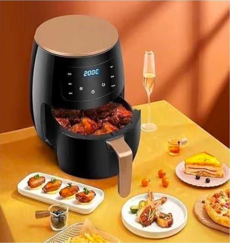 Silver Creat Electric Air Fryer 6 Liter 2400 Watts LCD Touch Screen Digital Healthy Cooking Use 1 Spoon Oil Black - Image 2