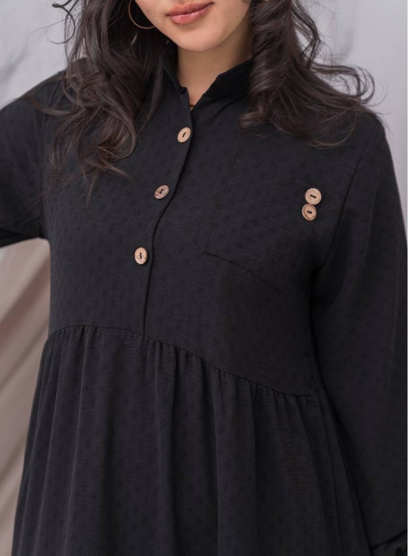 برايدس جلابية سادة مميزه بأزرار خشبية لمظهر طبيعي وأنيقA-385 - Image 1