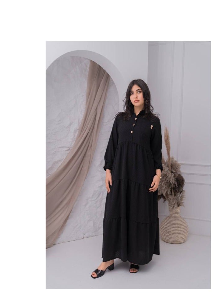 برايدس جلابية سادة مميزه بأزرار خشبية لمظهر طبيعي وأنيقA-385 - Image 2