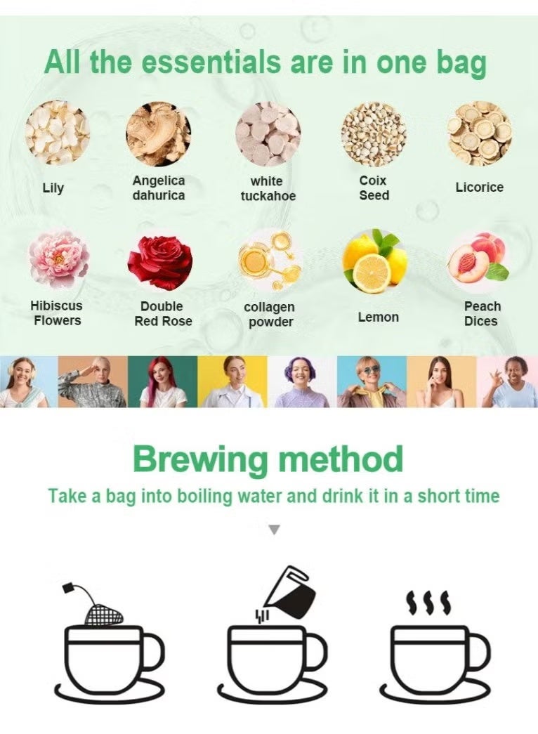 Wins Town 2-PACKS Skin Whitening Herbal Tea | Whitening, Detoxifying, and Antioxidant, 14-bag*2 - Image 5