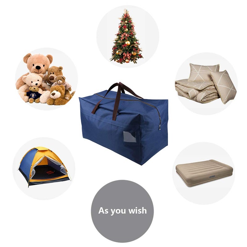 AMJ 100L Large Storage Bag for Comforters, Blankets, Clothes, Quilts and Towels, Better and Sturdy Organizer Bag, Thick Ultra Size Under Bed Storage, Moisture Proof, Blue - Image 4