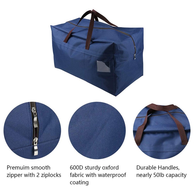 AMJ 100L Large Storage Bag for Comforters, Blankets, Clothes, Quilts and Towels, Better and Sturdy Organizer Bag, Thick Ultra Size Under Bed Storage, Moisture Proof, Blue - Image 3