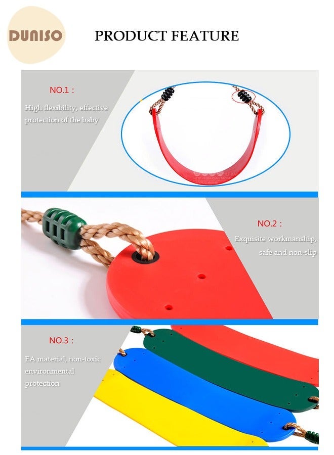 DUNISO Child Swing Seat, EVA Soft Plastic Non Slip Hanging Tree Swing Seat, Length Adjustable Rope, Portable Hanging Chair Comfortable Swing Set for Kid Indoor Outdoor Playground Backyard - Image 2